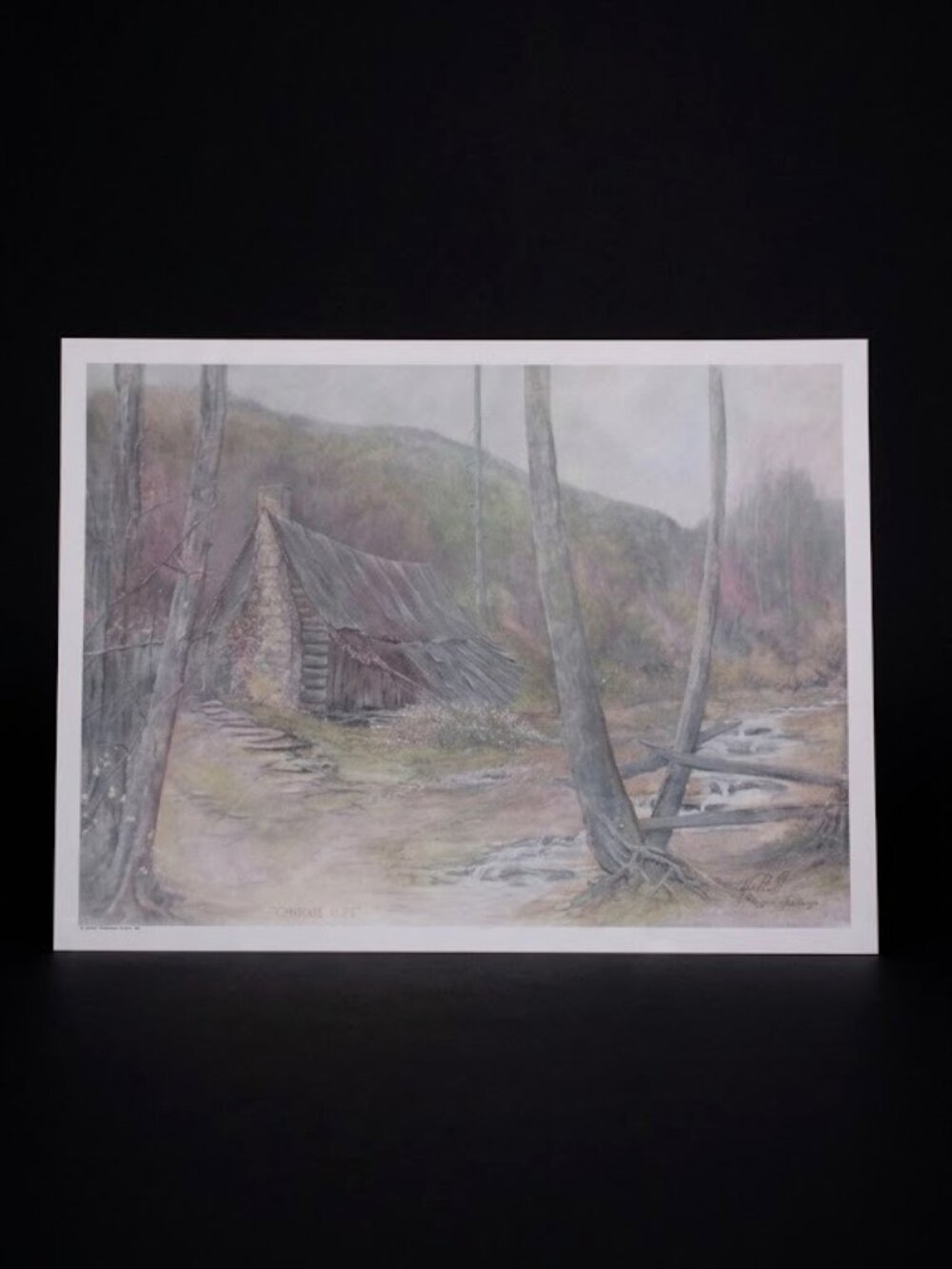 Vintage Mack Brindle Signed Art Print Cherokee Rose Southern Log Mountain Cabin